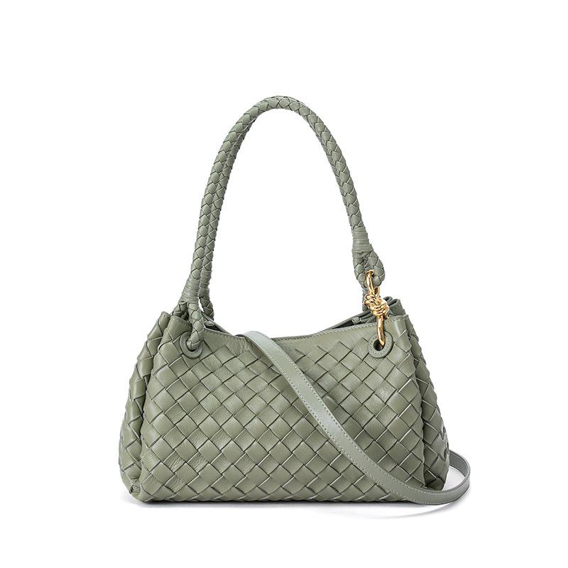 Neue Echte Lammfell Damen Handtasche, Fallschirmtasche Mittlere Größe Handgefertigte Gewebte Tasche mit Metallschnalle, Einzelne Schulter- & Handtasche