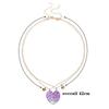 Heart-shaped Scallion powder Sequin Pendant Best Friend Chain Lovely BFF Friendship Necklace for Friend Girl 2 Pcs/Set