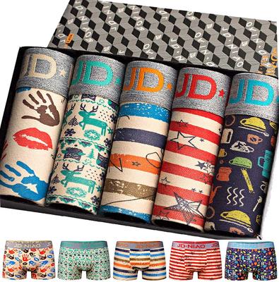 SUNIU Men's Boxer Briefs, Breathable, Moisture-Wicking Cotton Underwear Set, 5-Pack (L/Waist: 66-75cm, [A] 5-Pack)