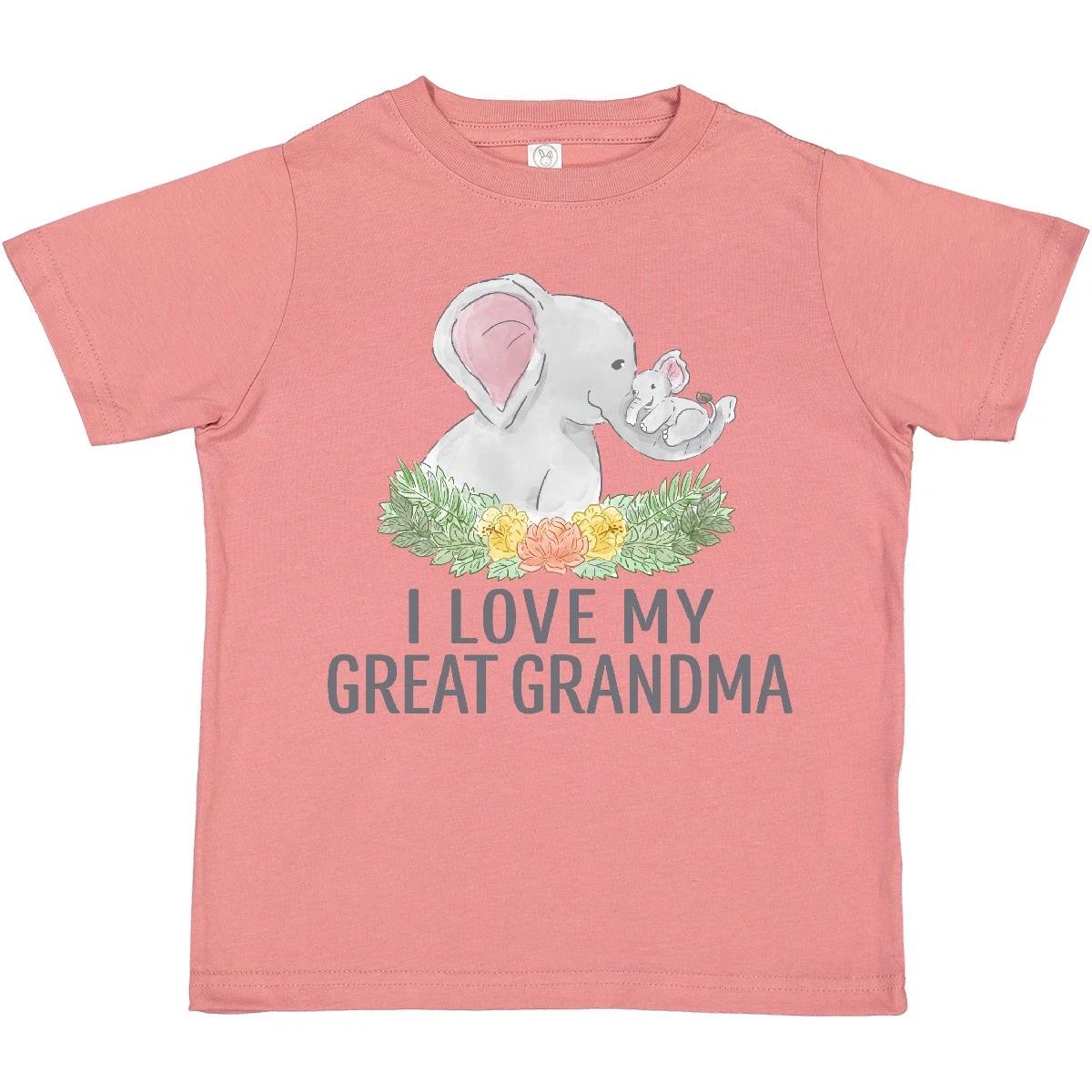 

Inktastic I Love My Great Grandma Cute Elephants And Spring Toddler kids boys T-Shirt To 140