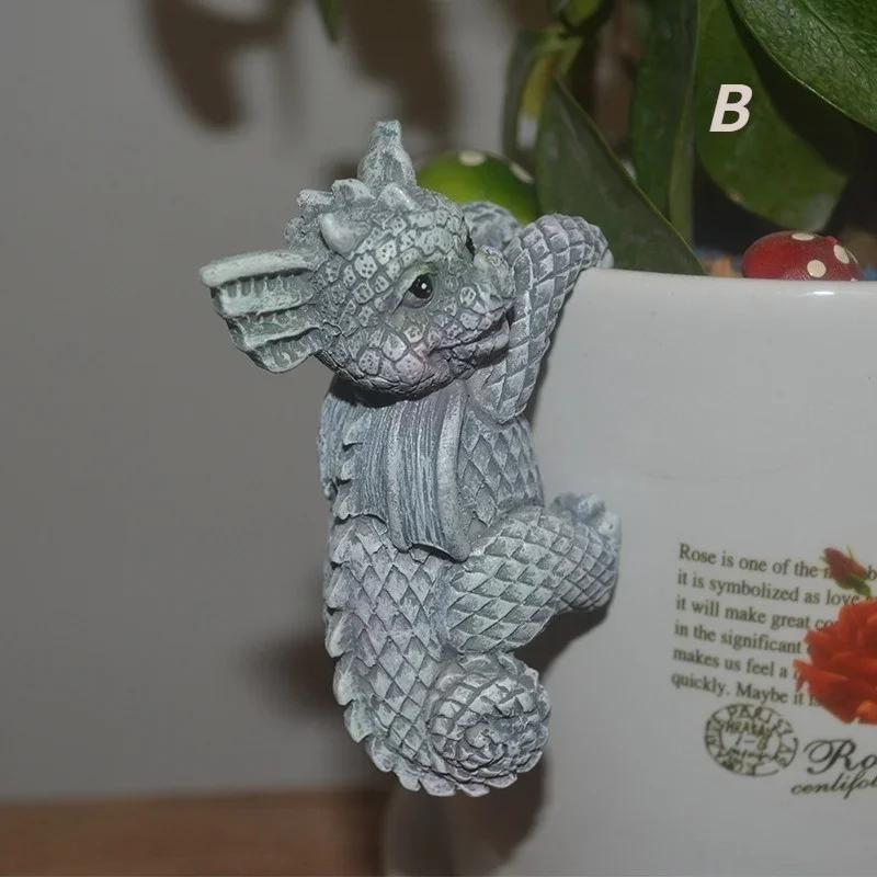 Nové 1ks Pryskyřičné Figurky Dinosauři Závěsný Model Šálku Dračí Doplňky Odolné proti Povětrnostním Vlivům Dekorace Květináče pro Domácí Kancelář