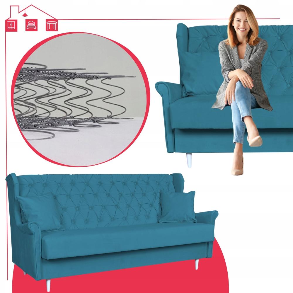 Zestaw mebli wypoczynkowych do salonu sofa 2 fotele NIEBIESKI Family Meble