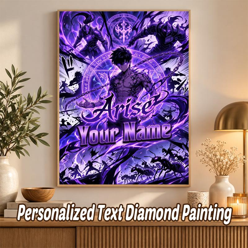 Solo Leveling Custom Name Text 5D Diamond Painting Kit DIY Full Drill Diamond Art Decoration
