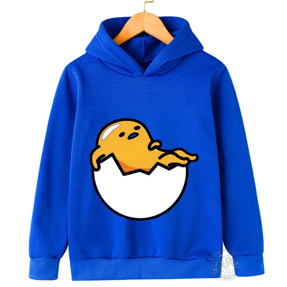 

Осінньо-зимові мультяшні худі з принтом персонажа Гудетама, повсякденні теплі спортивні з довгим рукавом, дитячі, для хлопчиків і дівчаток, дитячі унісекс толстовки з капюшоном 100
