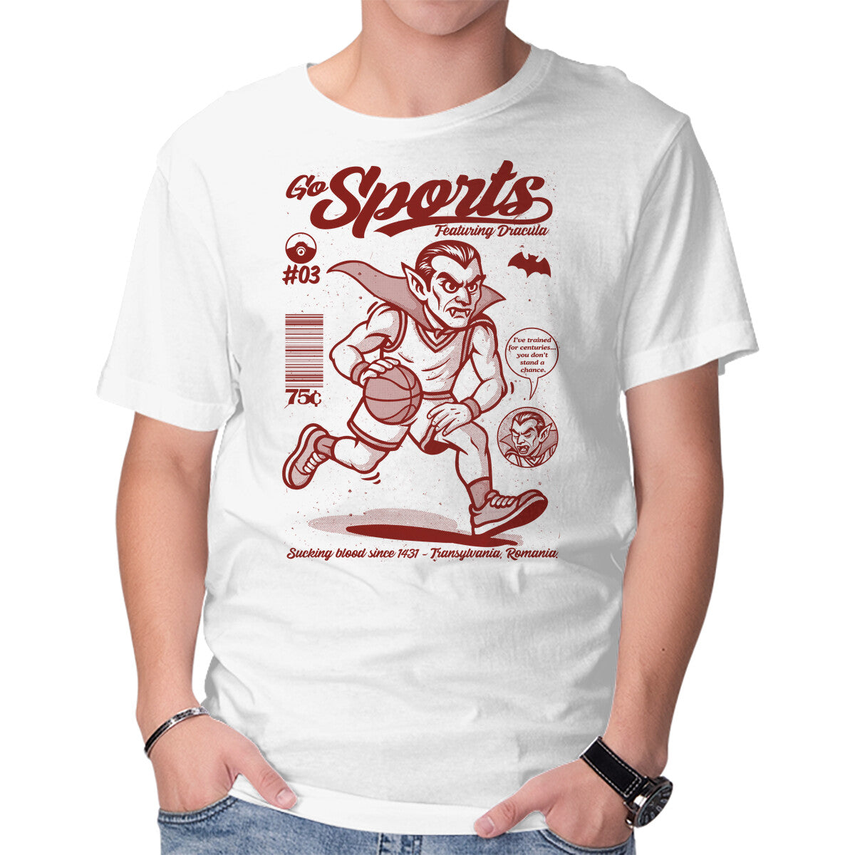 Unisex Crew Neck T-Shirt Go Sports Dracula Graphic Short Sleeve Casual Tee XXXL