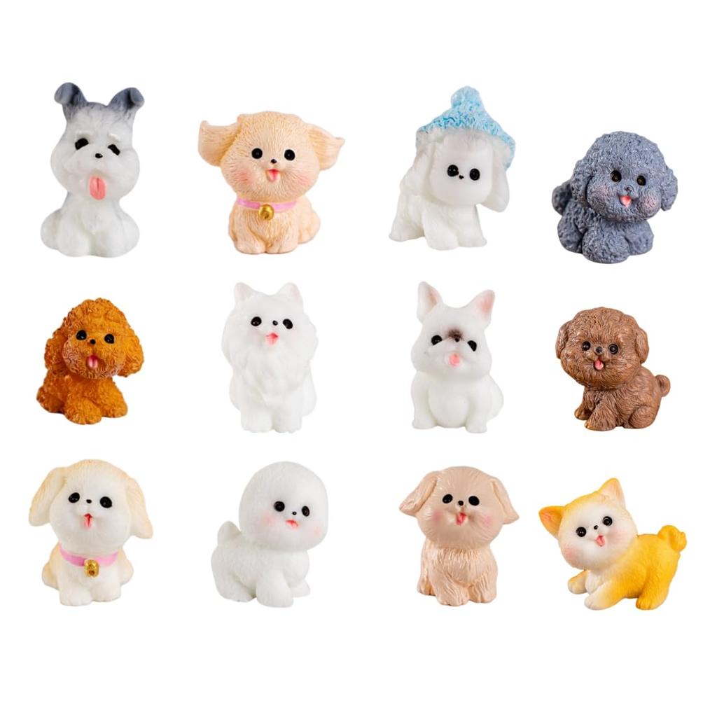 Voyyphixa Miniatur-Hunde-Set Niedliche Kleine Hunde DIY Tischlandschaft Bonsai Verschiedenes Neue Ornamente Figuren, 12, Figuren, Dekoration, Geschenk,