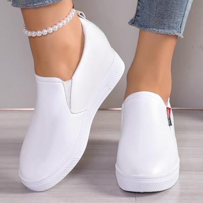Mode Printemps Nouvelles Baskets à Rehaussement Intérieur Décontractées Bout Rond Bouche Profonde Polyvalentes Plateforme Compensée Mocassins Slip-On