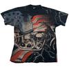 Unisport Vintage 90s Wolf Motorcycle USA Flag All Over Print XXL Black Unisex T-Shirt