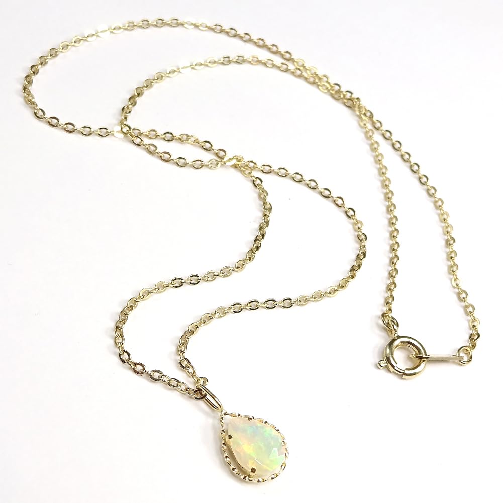 and My Jewelry K18 Natural Opal Necklace Pendant 18k Gold Pear [Your Box] (18k gold) (18k Shape) [Gift Wrapped]