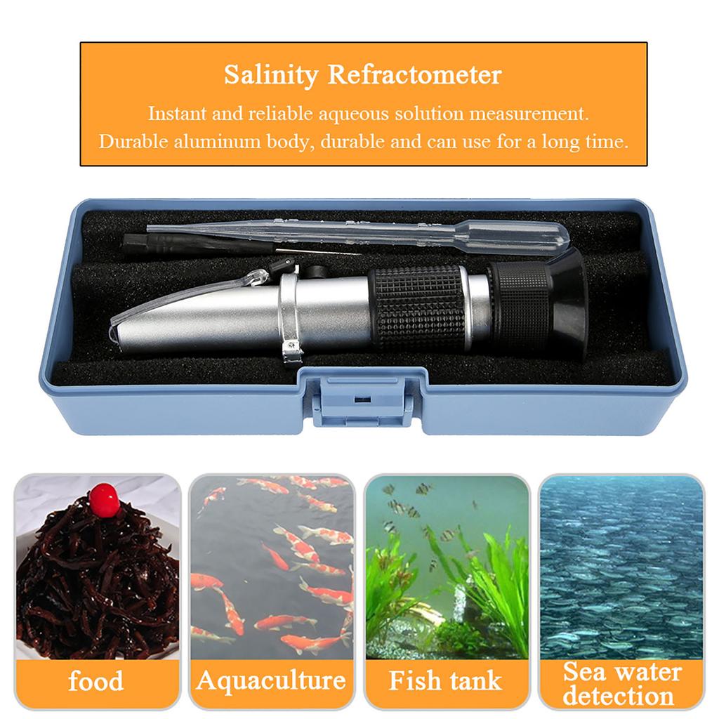 Refractometer Saltwater Aquarium, ATC Digital 0 - 10 Aquarium Optics Refractometer Salinity  For Saltwater Aquarium Salinity  with Rubber Handle for M