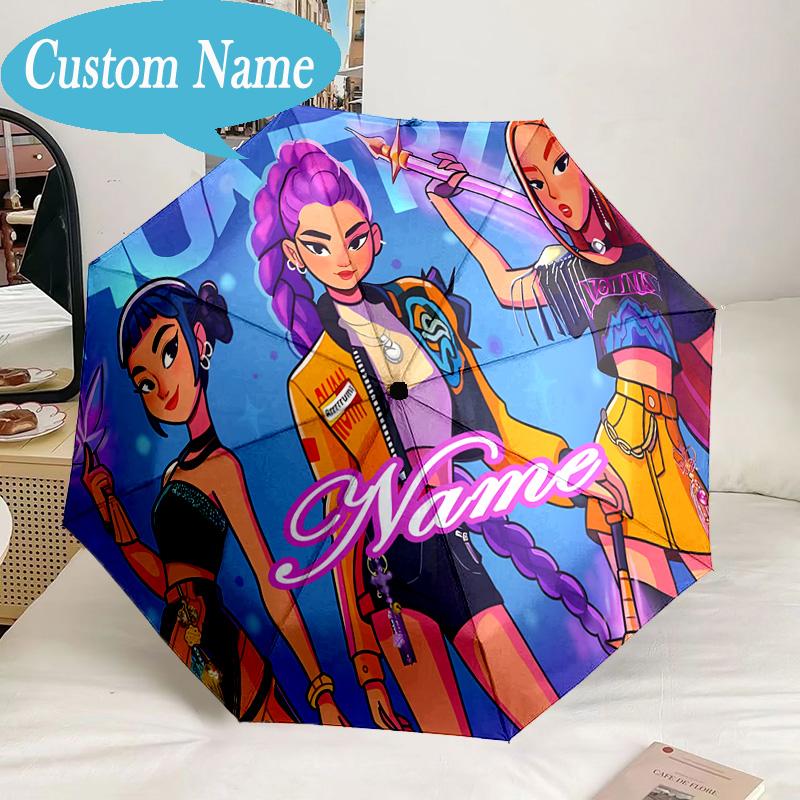 Custom Name Umbrella Hunter's Adventure K-Pop Umbrella 8-Frame for Travel, Camping, Casual Lightweight Portable, Essential for Family Gifts