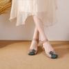 2025 Summer Genuine Leather Shoes Gladiator Sandals Women 4cm High Heels Classic Black Round Toe Hollow Ladies Sandals