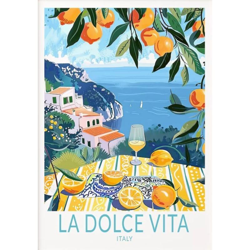 La Dolce Vita Wandposter Druck Für Schlafzimmer Wohnzimmer Heimdekoration Italien Küstenlandschaft Leinwandbild Zitrone Orange Wandkunst
