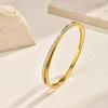 Vnox Stainless Steel Gold Plated Bangle, Roman Numeral Luxurious Zirconia Geometric Design Bracelet Ladies Anniversary Gifts