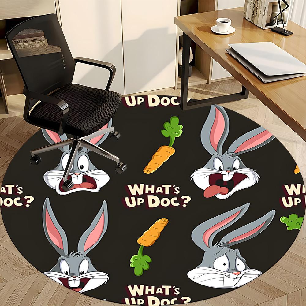 1pc Bugs Bunny Carrot Office Round Area Rug, Under Office Chairs Bedroom Living Room Home Decor A1022294