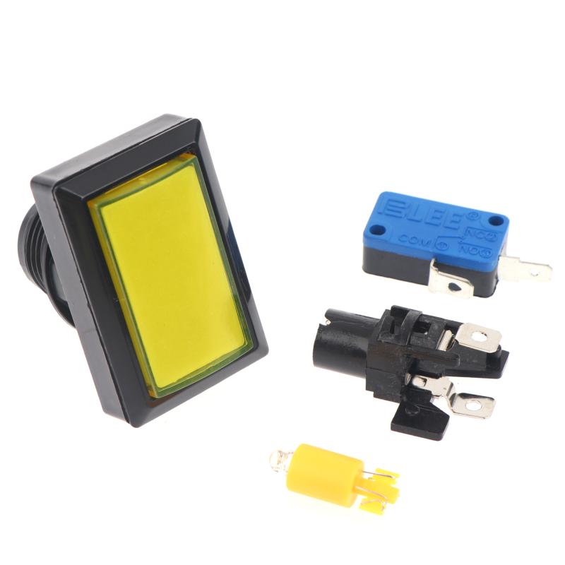 5Sets Arcade Rectangular Push Button Led Illuminated Rectangular Square 12V Light Microswitch For Arcade Machine Video Game Slot
