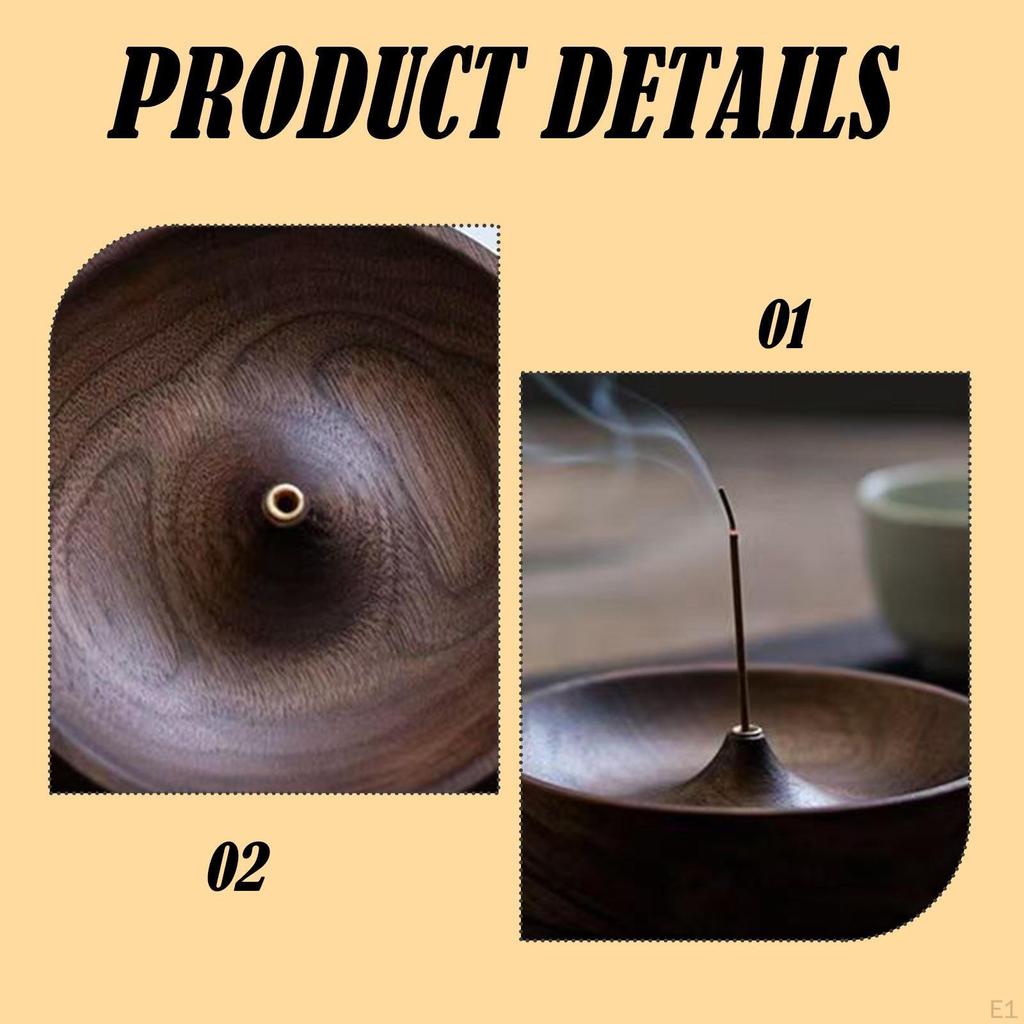 Round Wooden Incense Holder Ash Collector Multipurpose Accessories 3mm Hole for Yoga Relaxation