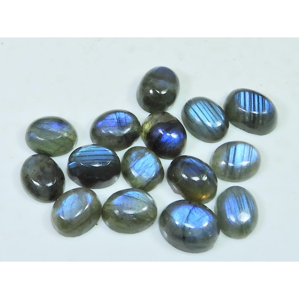 8X10MM Natural Labradorite Blue Fire Oval Cabochon Loose Gemstone 15Pcs Lot C-1054