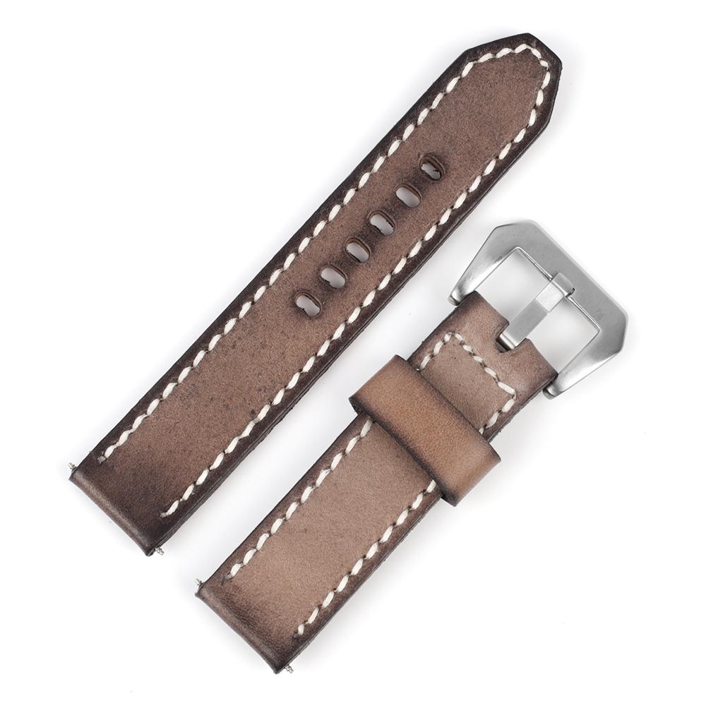 Retro Handmade Cowhide Leather Watch Strap 18mm 20mm 22mm 24mm Men Replacement Watch Band Wrist Bracelet Coffee Blue Tan