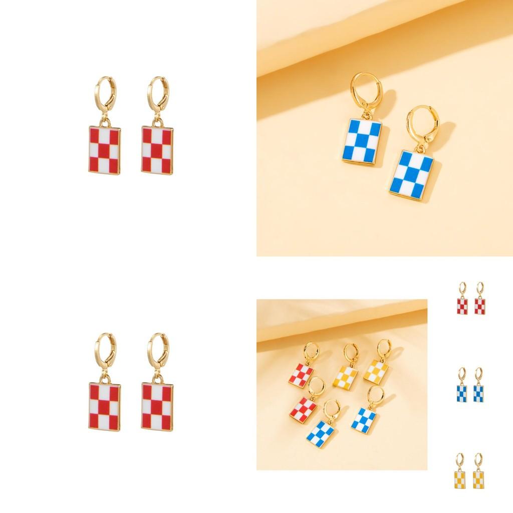 Fashionable Alloy Geometric Earrings Colorful And Trendy Accessories For Women