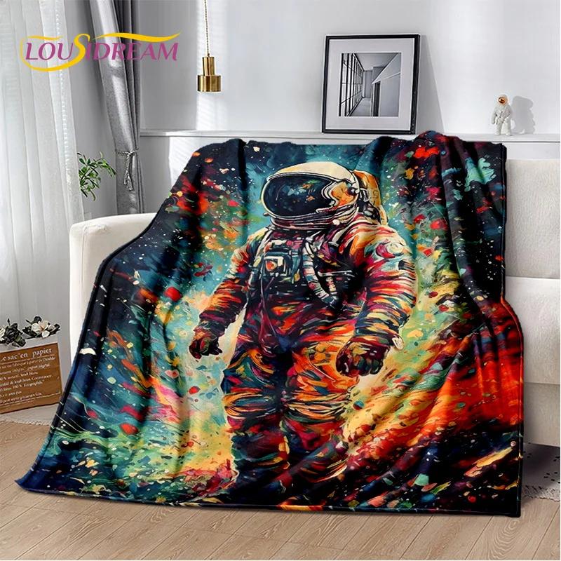 Astronaut Universe Spaceman 3D Outer Space Cartoon Blanket,Soft Throw Blanket for Home Bedroom Bed Sofa Office Cover Blanket Kid