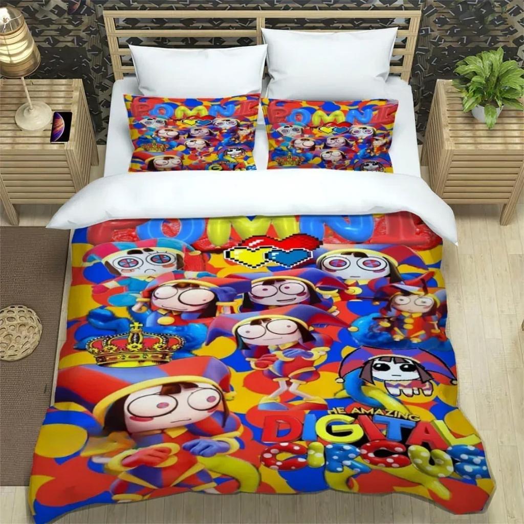 3D Print Digital Circus Bedding Sets Anime The Amazing Digital Circus Duvet Cover Set For Boys Girls Twin Queen King Size