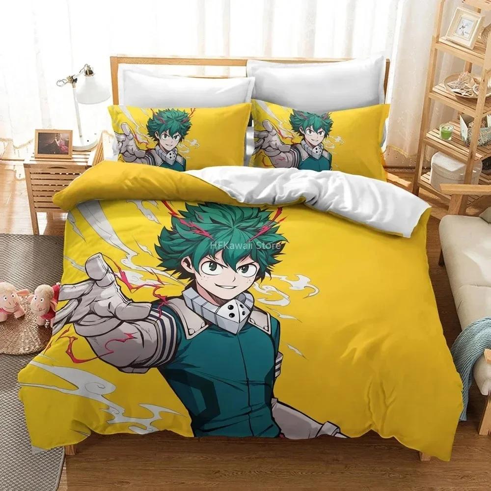 Design Popular 3D My Hero Academia Comfortable Duvet Quilt Cover Pillowcase Bedding Set Children Bedroom Decoration Home Textile