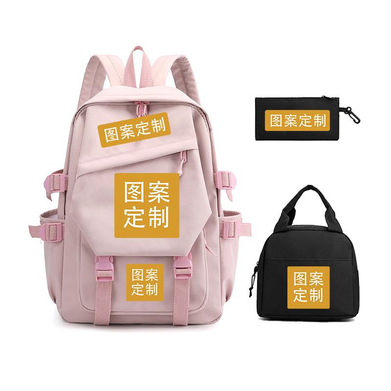 Come to the picture to make a student schoolbag cross-border fashion children's meal bag casual pencil bag combination three-piece set,