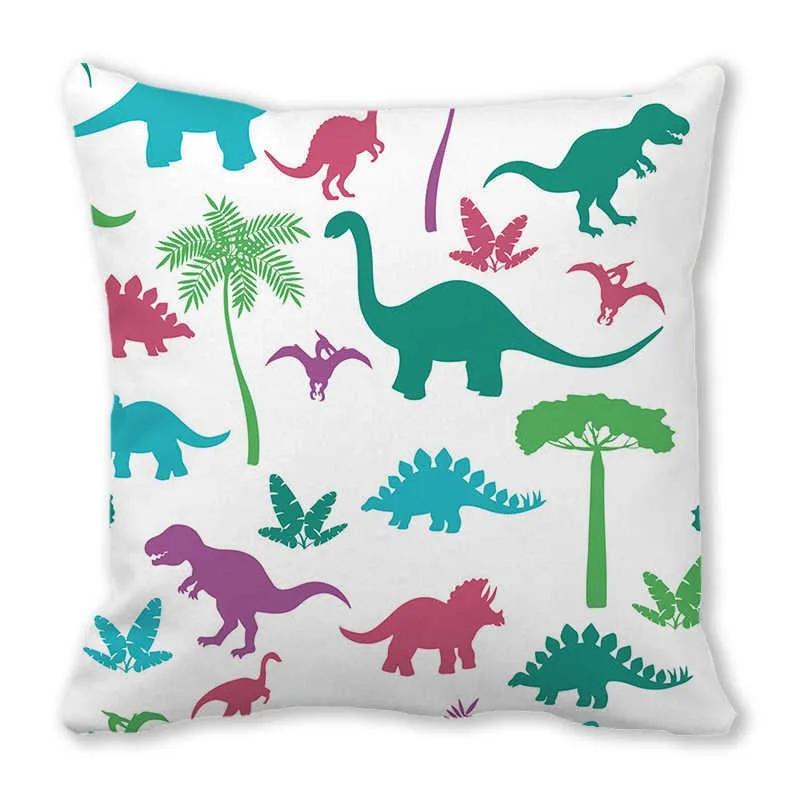 Office Sofa Car Cushion Cover Luxury Home Decoration Pillow Cover Cute Cartoon Little Dinosaur Animal Pattern