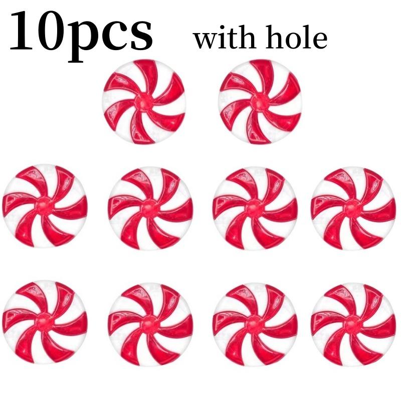 10pcs Christmas Candy Cane Pendant Dazzling Red White Candy Stick Ornaments Hanging Ornaments for DIY Xmas Party Home Decoration