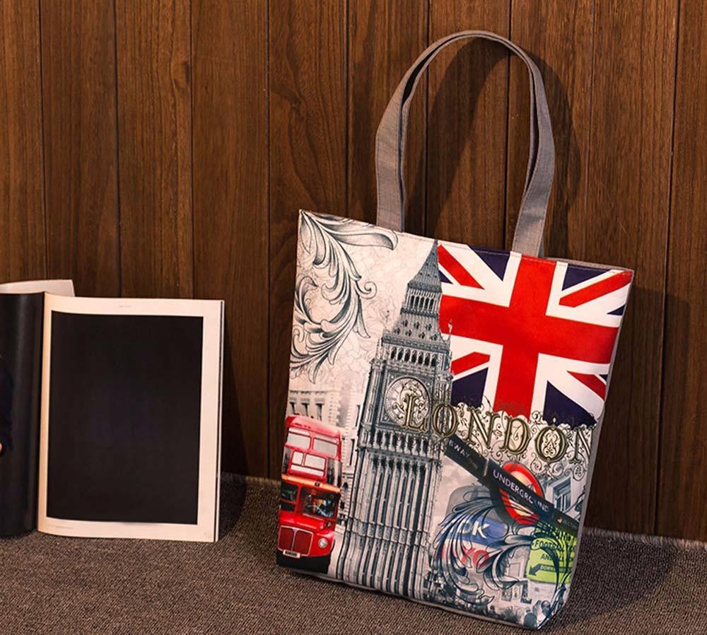 Londra Big Ben Kanvas Tote Günlük Plaj Çantaları Kadın Alışveriş Çantası Çanta