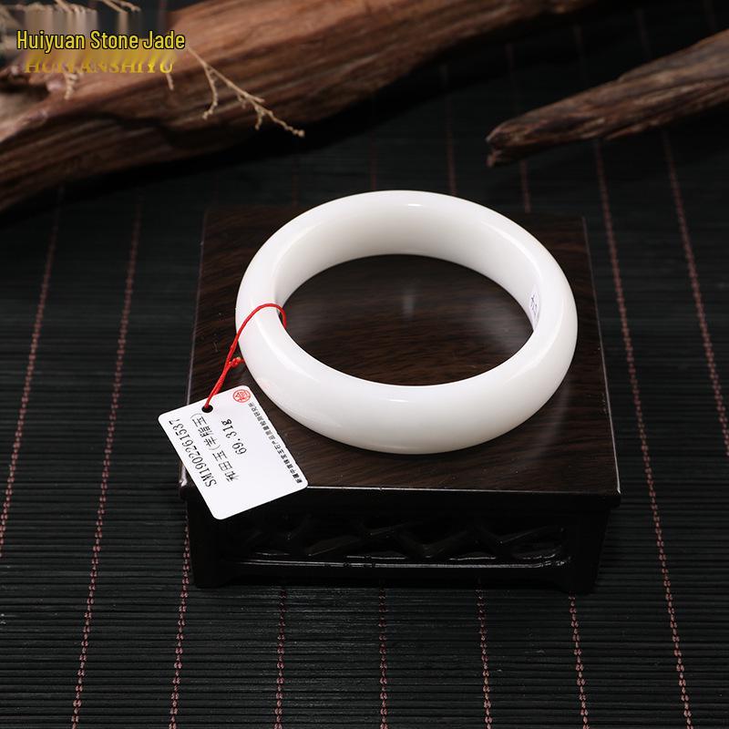 Bracciale Etnico in Giada Bianca Hetian Naturale - Pietra di Giada Qinghai Design Retrò