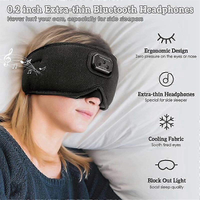 Sleeping Headphone Mask 24 Song White Noise Blackout Light Bluetooth-Compatible with Ice-Feeling Ey