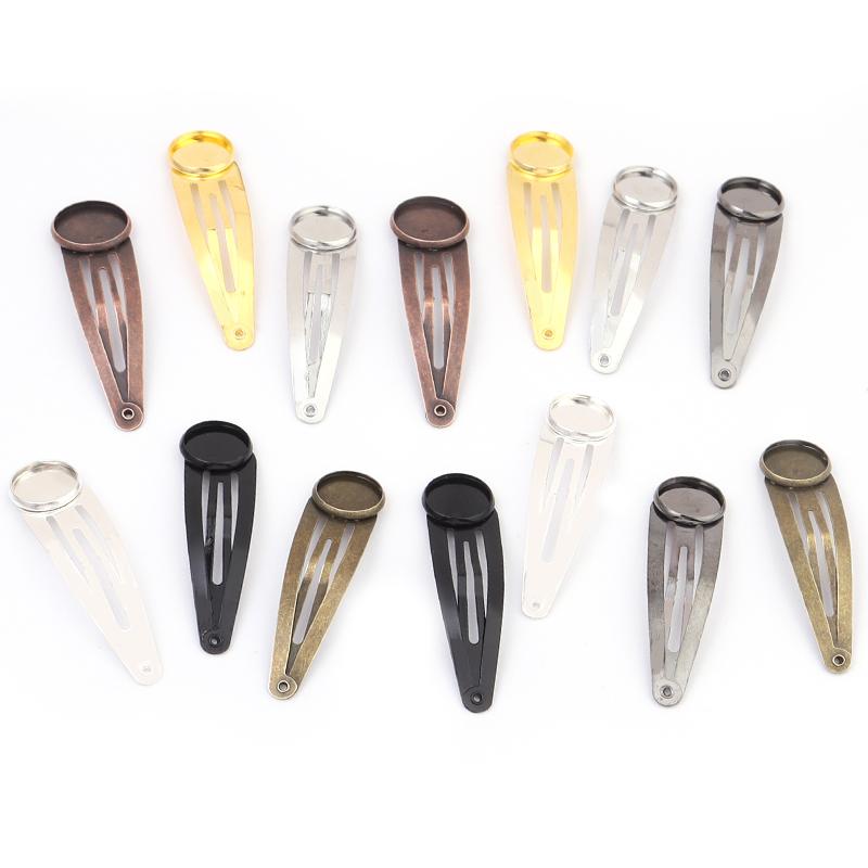 10pcs Iron Plated Hairpin 12/14/16/18/20mm Classic Metal Hair Clips Hairpin Base Setting Cabochon Cameo For DIY Hair Accessories
