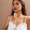 Specical Design with Large Flower Rose Flower Choker Long Rope Adjustable Wedding Neck Accessories Rose Choker Women
