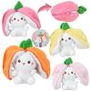 Schattig Aardbeien Konijn Pluche Speelgoed Sleutelhanger Fruit Transformatie Pop Tas Hanger