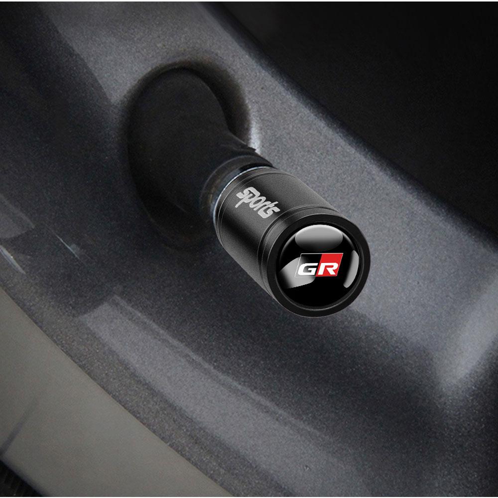 For Toyota 2026 Hot Hub Caps 4Pcs Car Sports Logo Metal Wheel Tire Valve Stem Caps Accessories For Toyota Rav4 Corolla Camry Mir