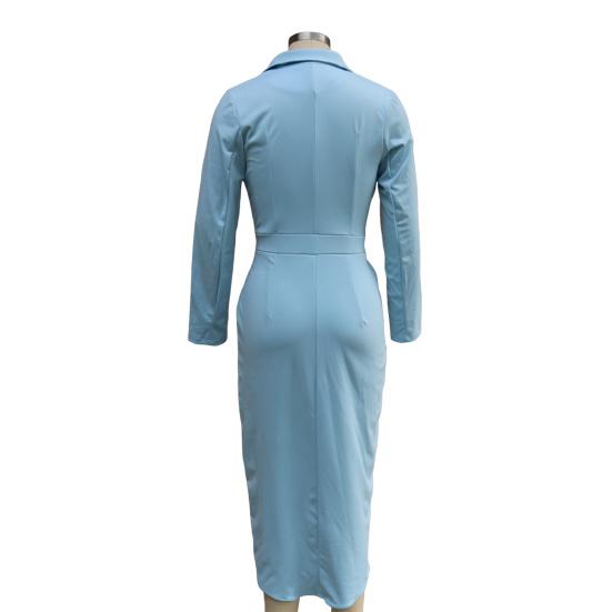 Women's 3/4 Sleeve V Neck Midi Sheath Bodycon Dress Formal Faux Wrap Cocktail Work Dress Office Business Outfit