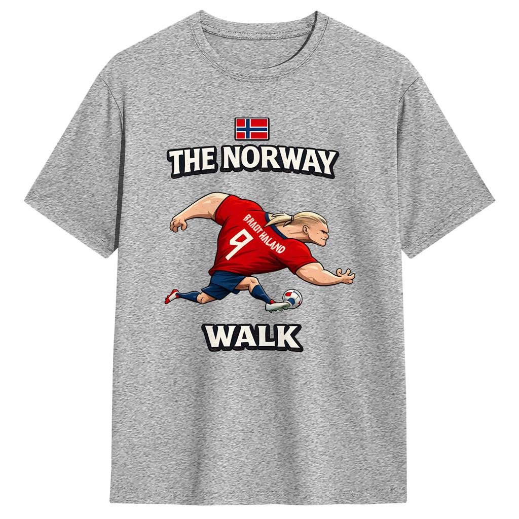 Unisexs Erling Haaland T-Shirts The Norway Walk Reine Baumwolle Oberteile Vintage Kurzarm Rundhals T-Shirts Sommer T-Shirts