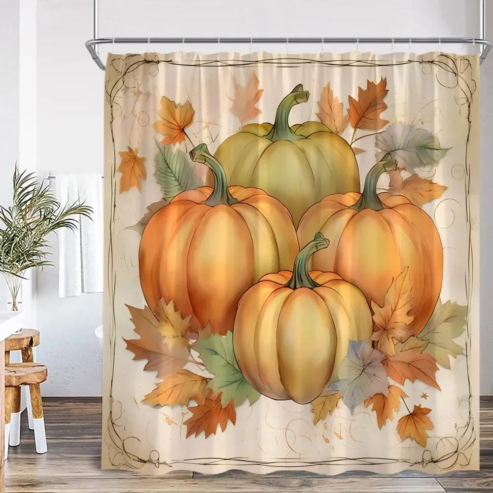 autumn shower curtain farmhouse harvest season bathroom home decoration maple autumn polyester shower curtain