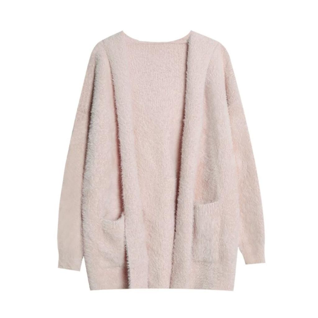 Women's Mink Fleece Hooded Cardigan Autumn Winter Thickened Warm Plush Knit Cardigan Jacket