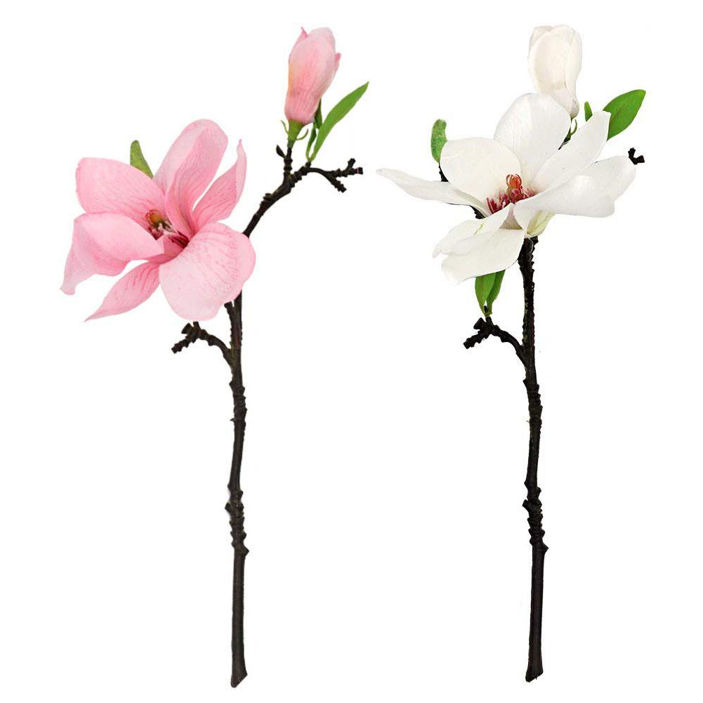 6PCS Artificial Magnoliaceae White Color Multifunctional Faux Stem Flower for Party Living Room Office Restaurant