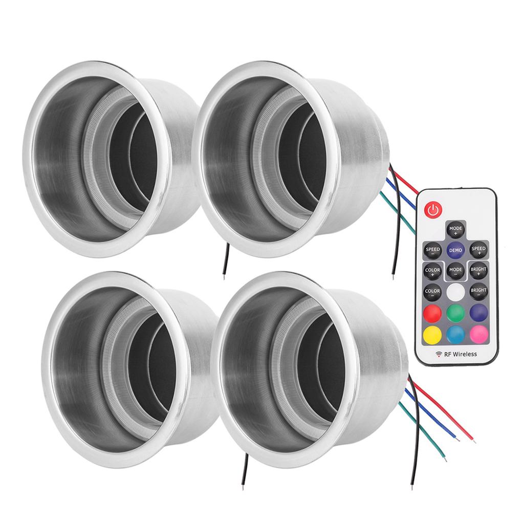 4Pcs DC 12V RGB LED Car Beverage Bottle Cup Holders with Remote Control for Marine RV Truck