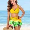 Women's Shoulder Strap Swimsuit Bright Beach Print Bikini Tankini Swimsuit