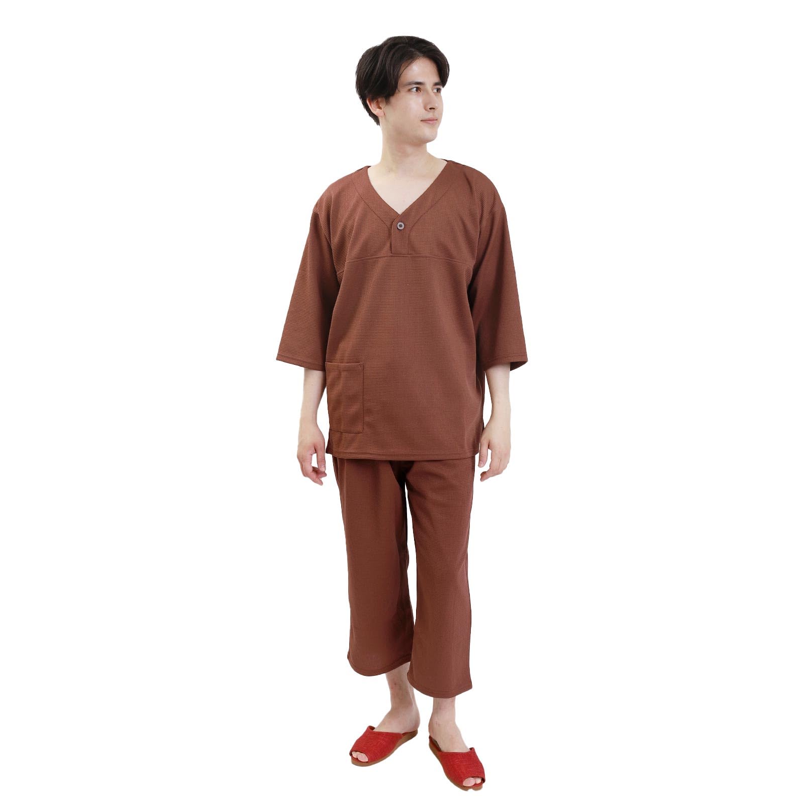 

Фуука Расслабляющая одежда Вафельная ткань Унисекс Домашняя одежда для Стоун и Спа В отеле (коричневый) Сауны, отели, бани, совместимые с льном, (Маленький размер)