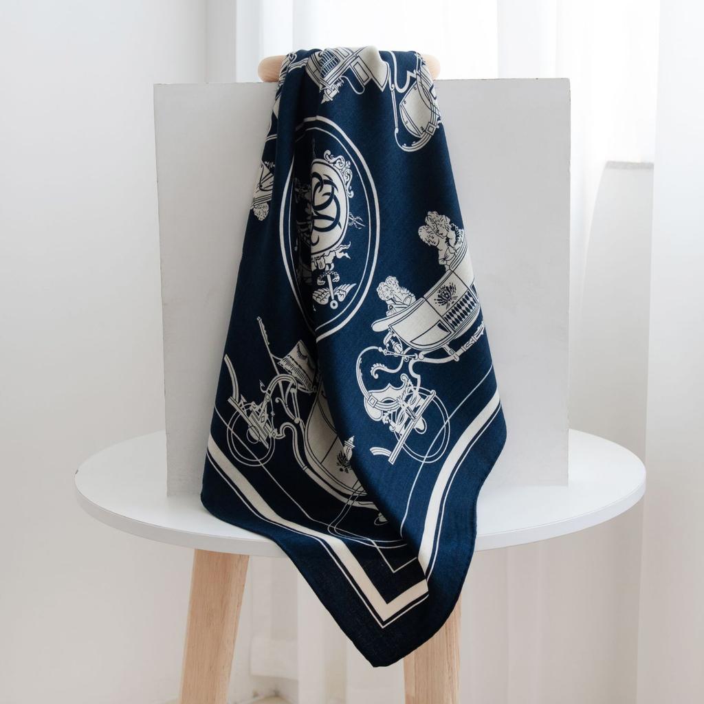 Silk wool double-sided Roman car mulberry silk large square scarf autumn and winter warm elegant women's square scarf