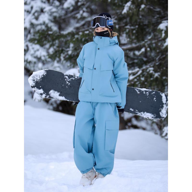 Ski Suit for Women and Men Outdoor Winter Warm Snowboard Suit Waterproof Windproof Skiing Jackets and Pants Set Unisex Breathable Insulated Snow Suit