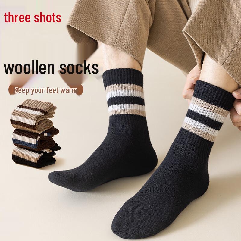 Sanqiang Men s Plush Wool Blend Thermal Socks One Size