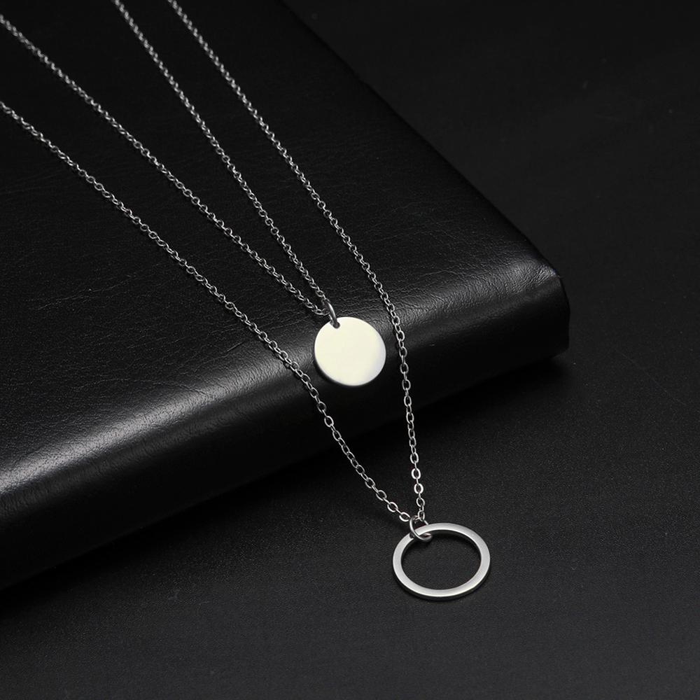 LIKGREAT Multi Layers Bar Coin Pendant Necklace Moon Star Cross Neckchain for Women Stainless Steel Chain Choker Jewelry NotFade