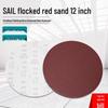 12" Red Sand Flocked Sandpaper Disc - Self-Adhesive Hook & Loop Sanding Pad